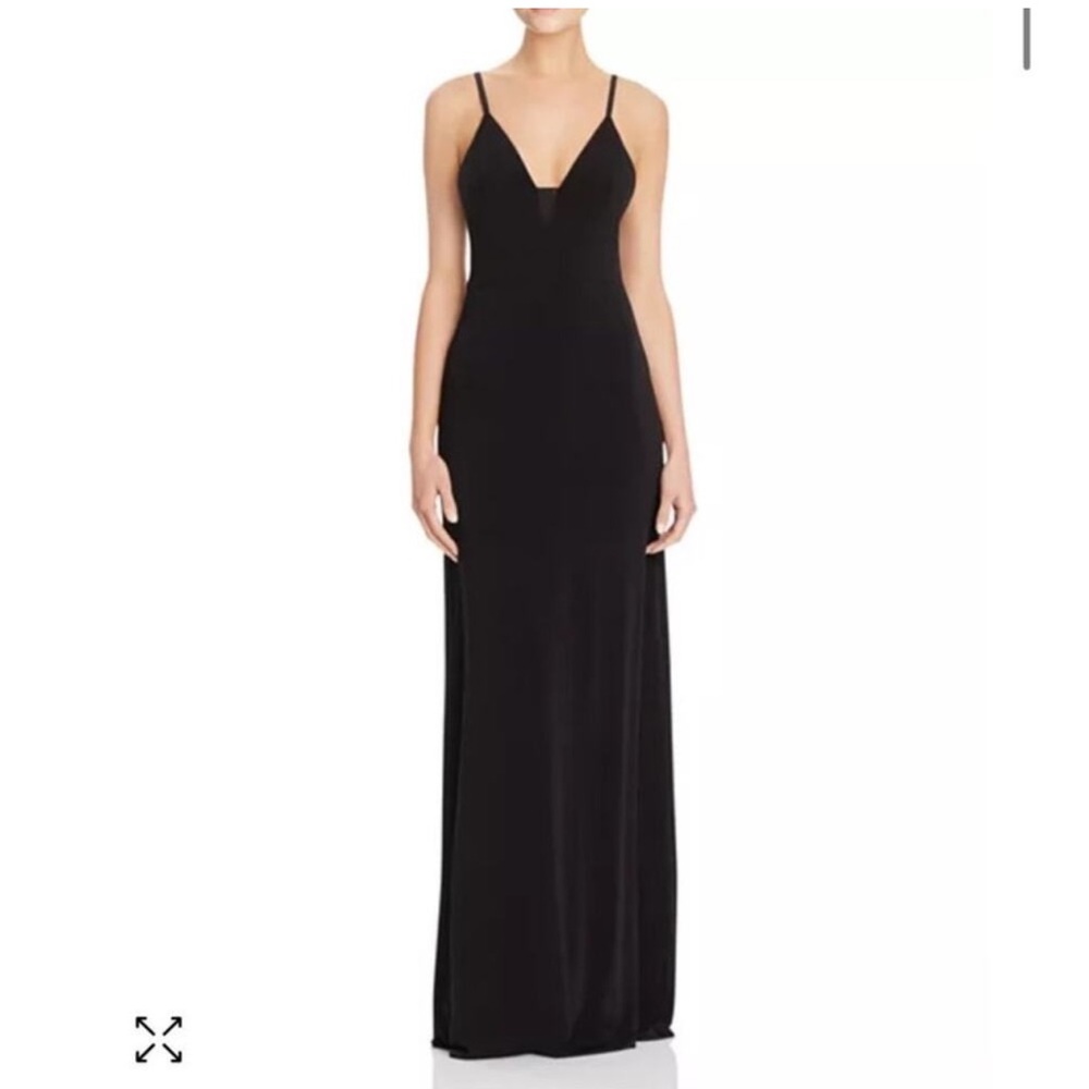 Alice + Olivia Black Tie Gown Plunge Mesh Wedding Guest NWT New With Tags